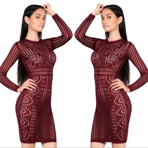 LONG SLEEVE OPEN KNIT SWEATER DRESS